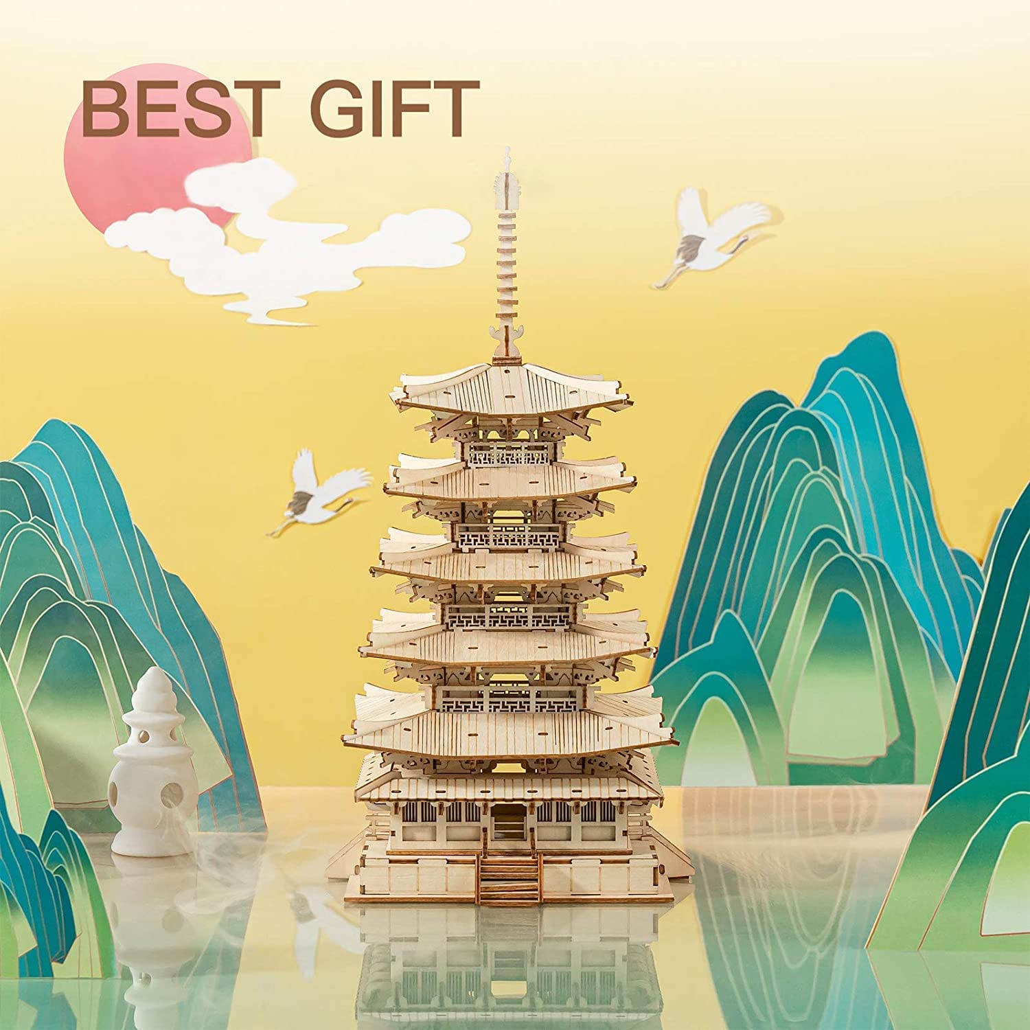 Fun and educational: The Robotime Five-Storied Pagoda 3D Wooden Puzzle for all ages.