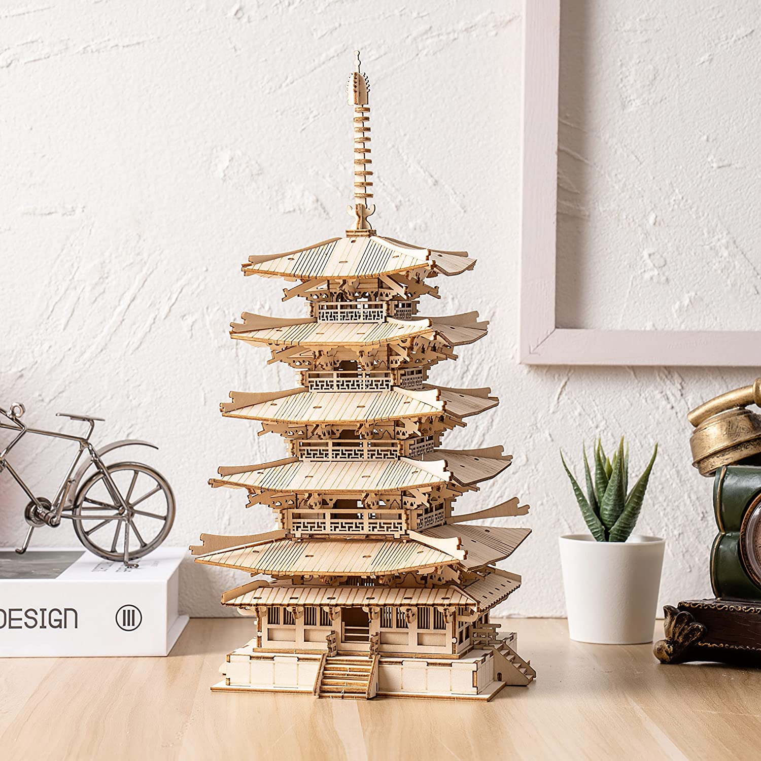Robotime Five-Storied Pagoda 3D Puzzle: Build a beautiful pagoda and learn about architecture!
