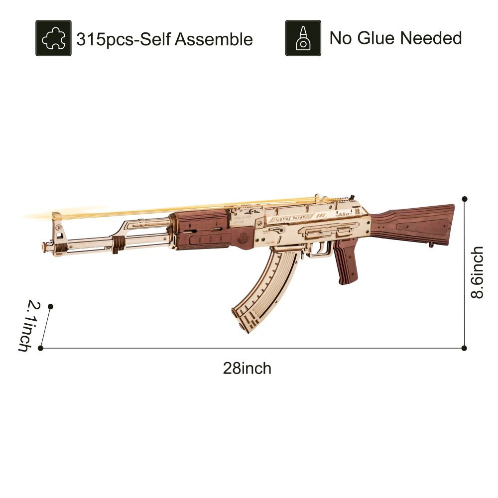 Craft Your Own! Rokr AK-47 3D Wooden Assembly Gun - Ages 12+.
