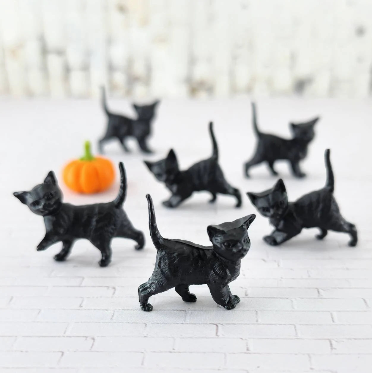 Miniature Black Cats,Miniature Kittens,Halloween Miniatures,Black Halloween Cats,Mini Pumpkins, Diorama,Terrarium, Fall Miniatures, Crafts